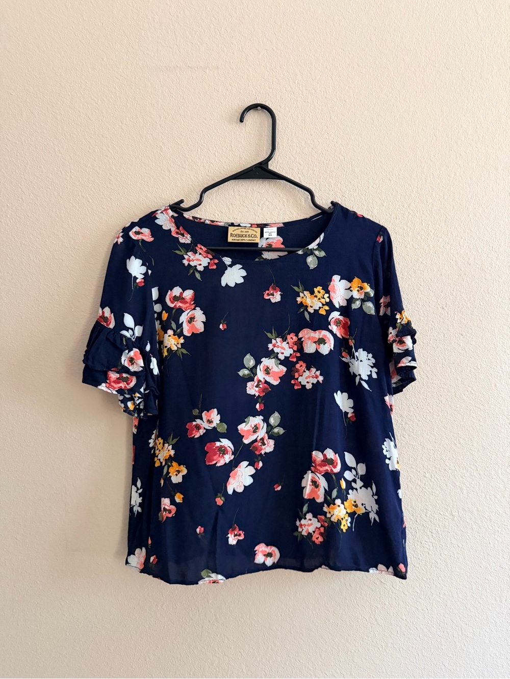 Sears Floral Ruffle Sleeve Blouse